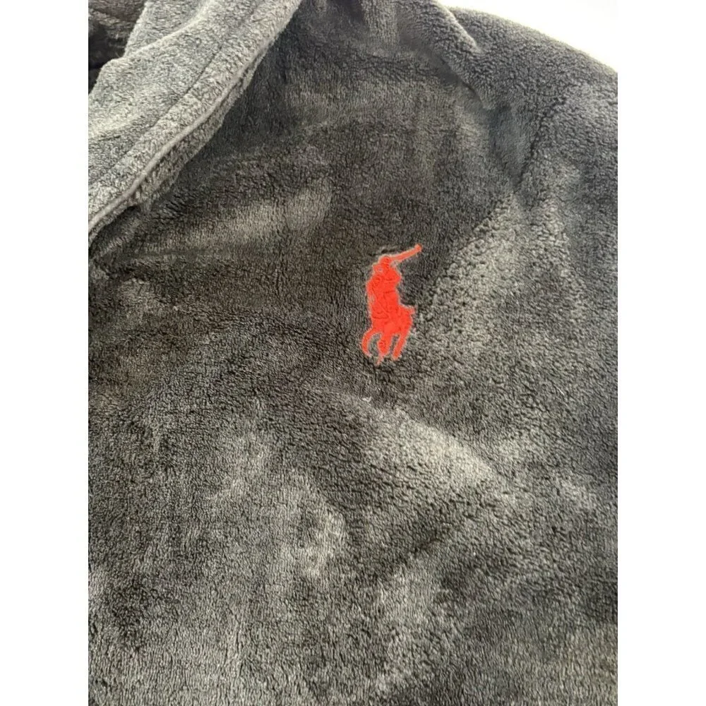 POLO RALPH LAUREN Men’s Microfiber Plush Black Bathrobe Size Small
